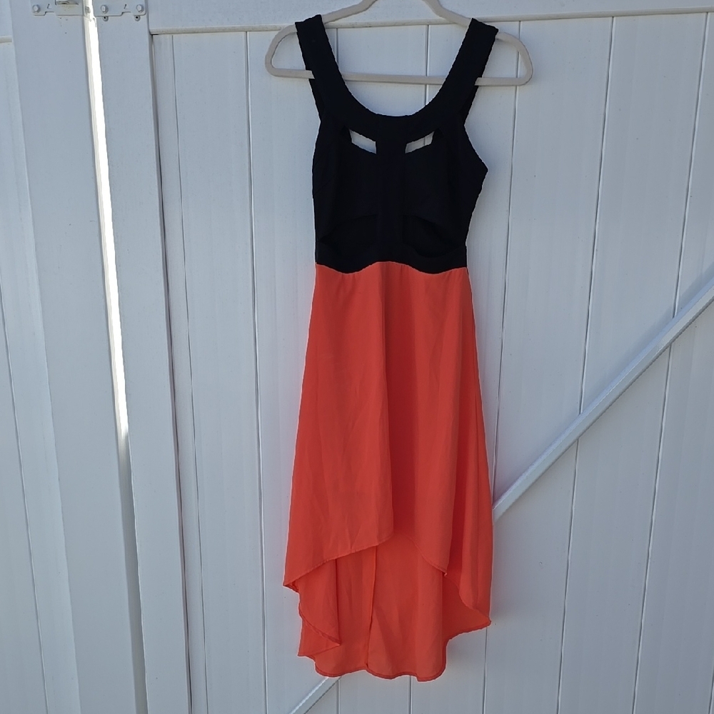 Black and Orange Sleeveless Dress